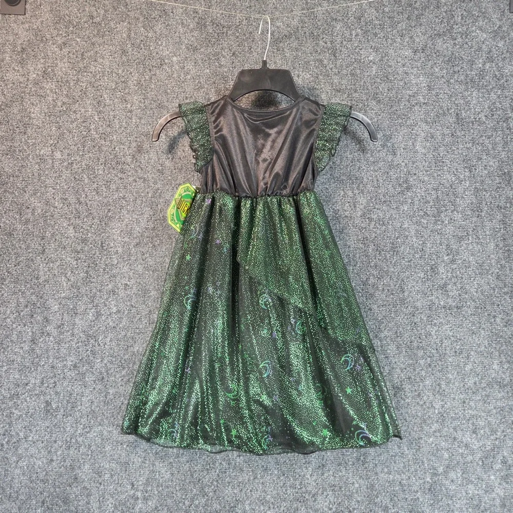 Wicked Elphaba‎ Nightgown Dress Toddler Girls 3T Green Black Glitter Costume